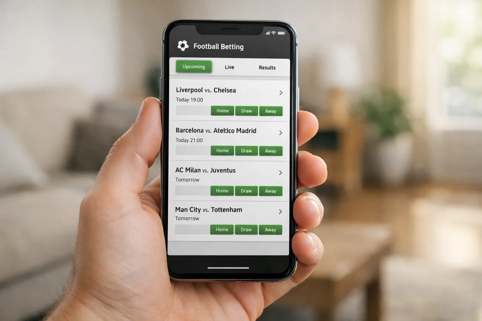 Smartphone met sportweddenschap app open